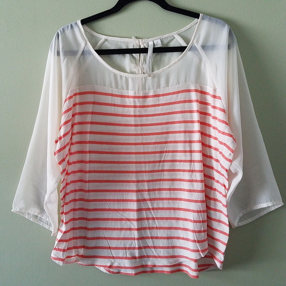 Lauren Conrad | Blouse XL EUC 💗 sheer sleeves